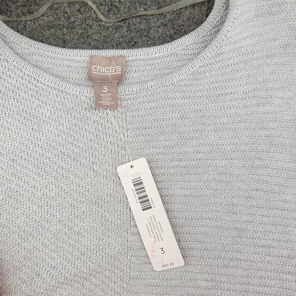 Chico's Tunic Sweater Women's XL Gray Pullover Mixed Stitch Scoop Pullover - Picture 7 of 9